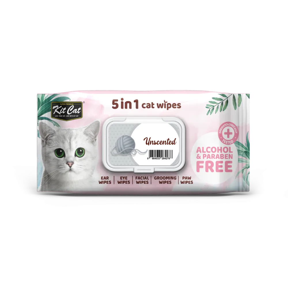 KitCat 5 in 1 Cat Wipes Unscented 80sheets