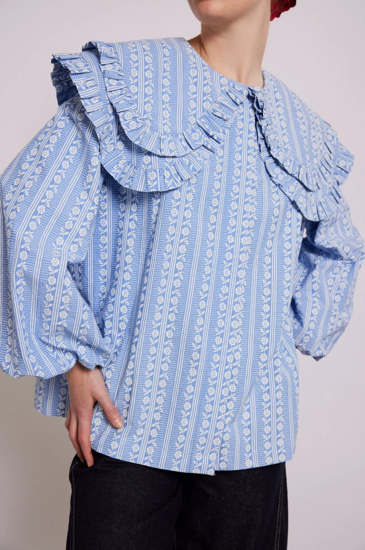 Lois Double Collar Blouse Blue