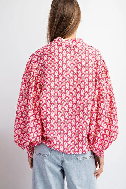 Luxe Lady Printed Button Up Blouse