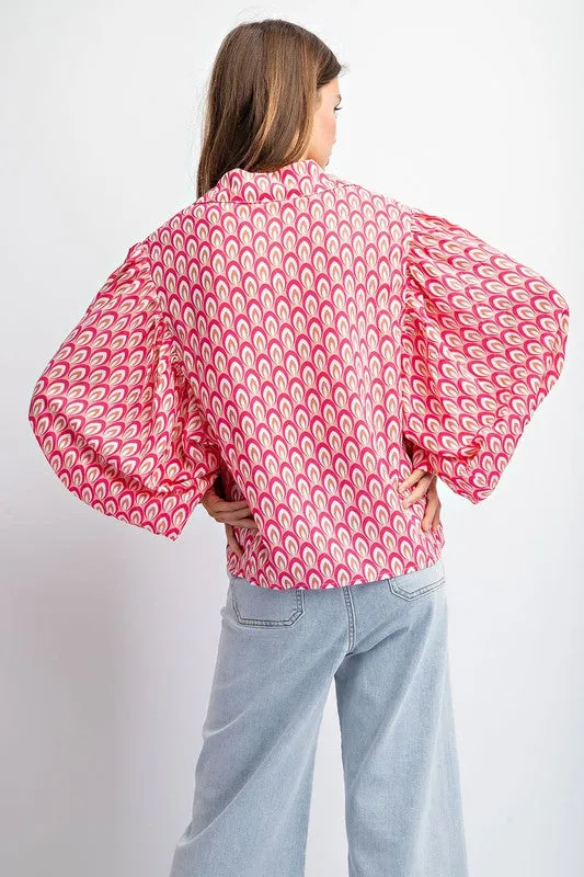 Luxe Lady Printed Button Up Blouse