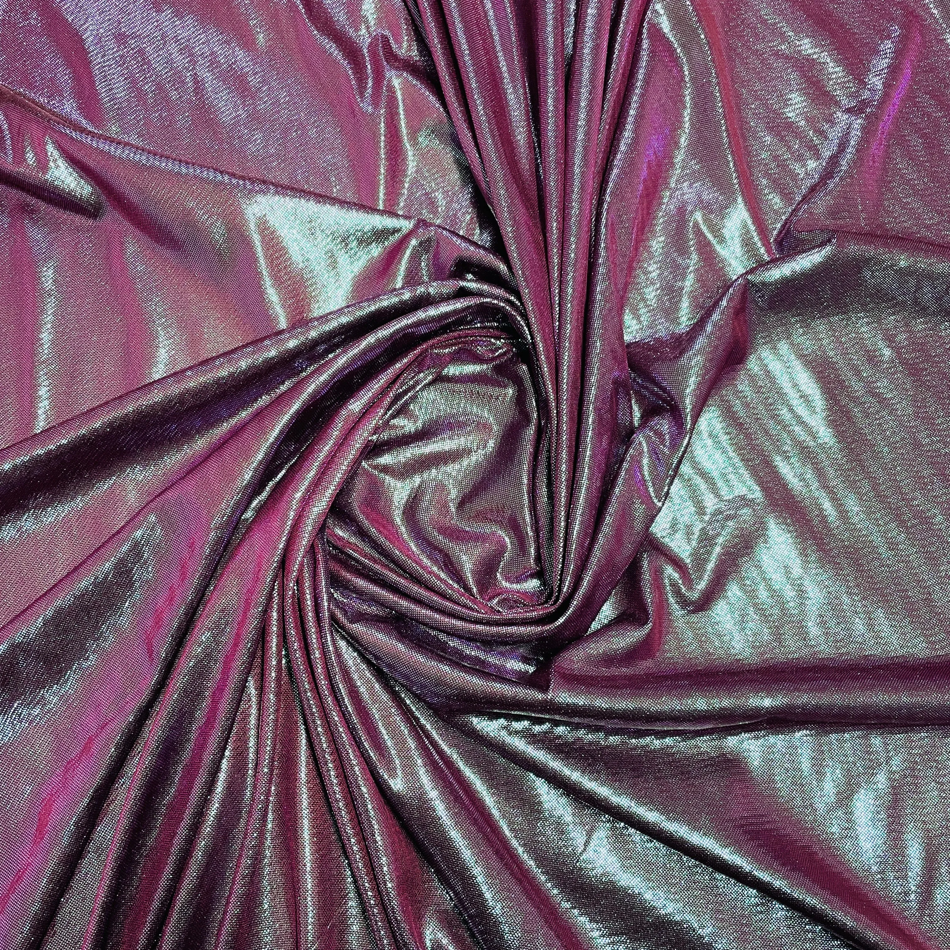 Maroon 3D Shimmer Foil Imported Knit Lycra Fabric