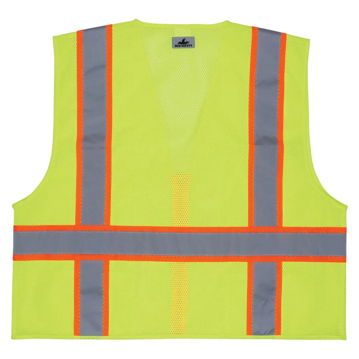 MCR Safety ANSI Class 2 Hi-Vis Recycled Materials Zipper-Front Surveyor Vest