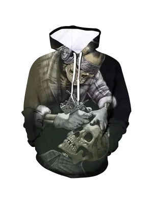 Men's Horror Skull PhD Graphic Print Hoodies