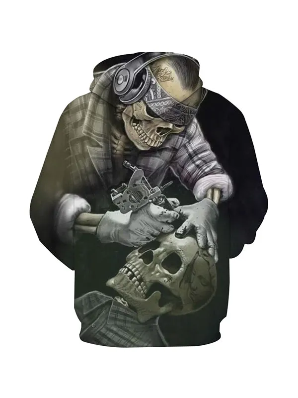 Men's Horror Skull PhD Graphic Print Hoodies