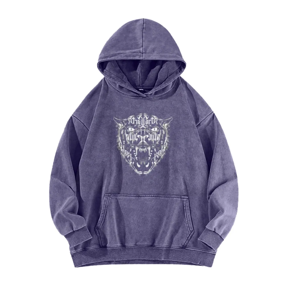 Mens Vintage Skull Tiger Graphic Hoodies