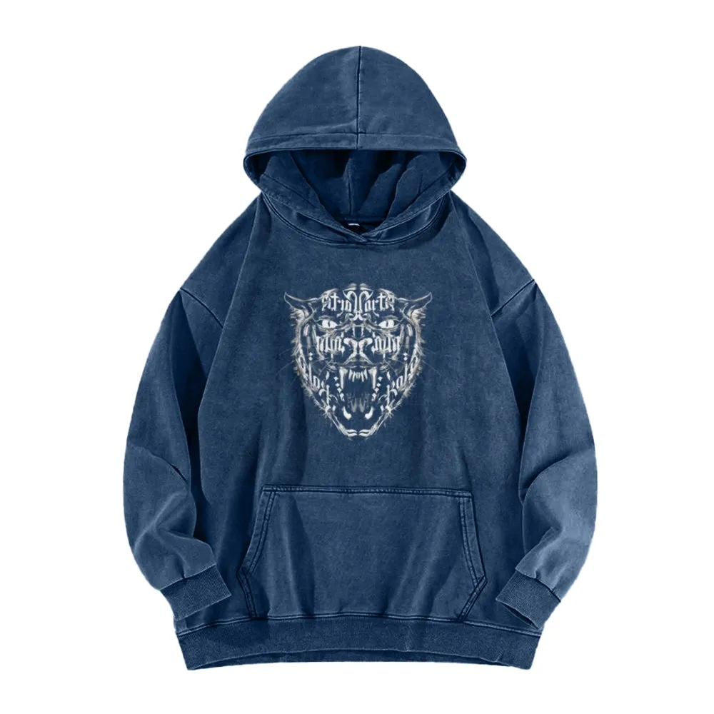 Mens Vintage Skull Tiger Graphic Hoodies