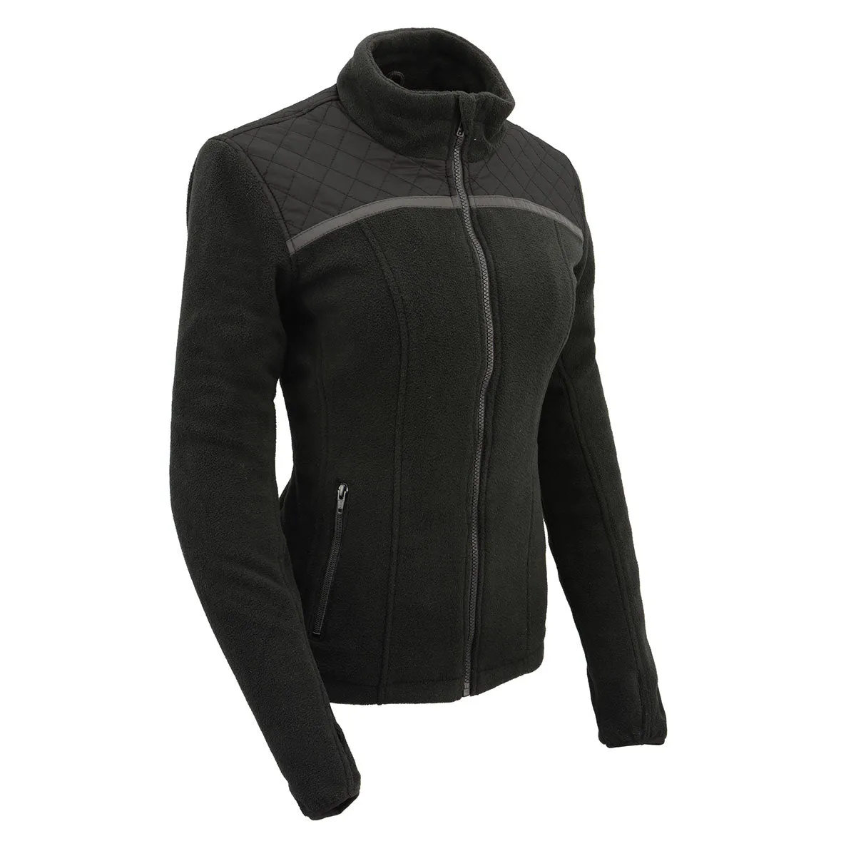 Milwaukee Leather MPL2784 Women's Black Micro Fleece Jacket with Reflective Stripes