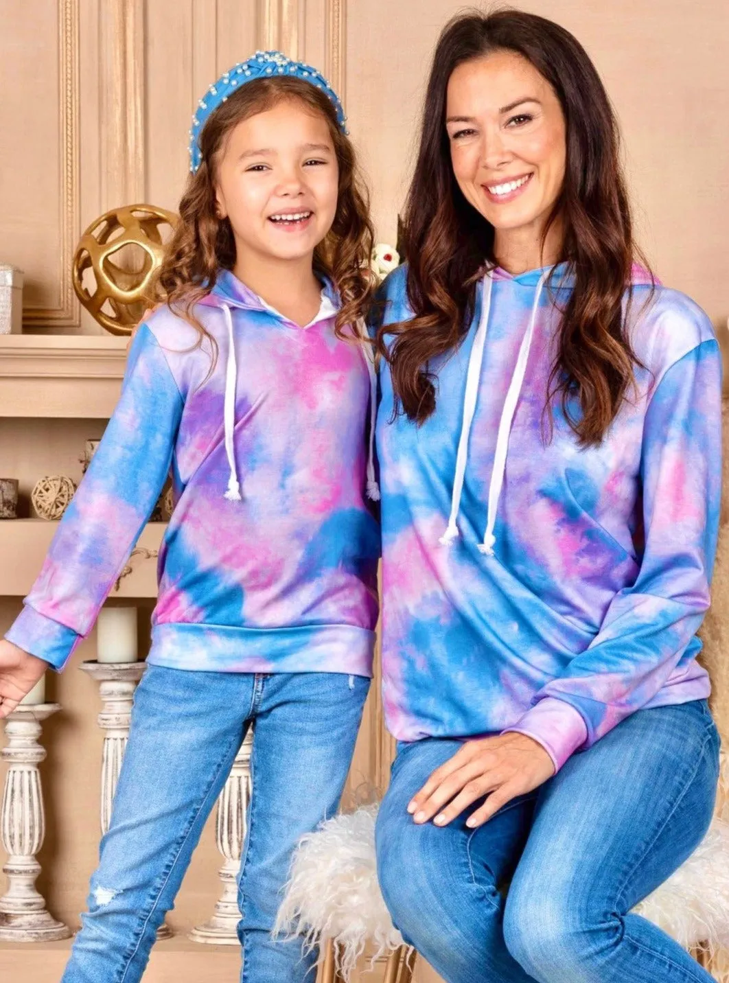 Mommy and Me Besties Tie Dye Hooded Top