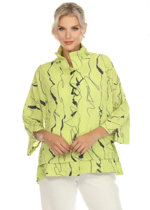 Moonlight Abstract-Print Jacket in Lime - 3662