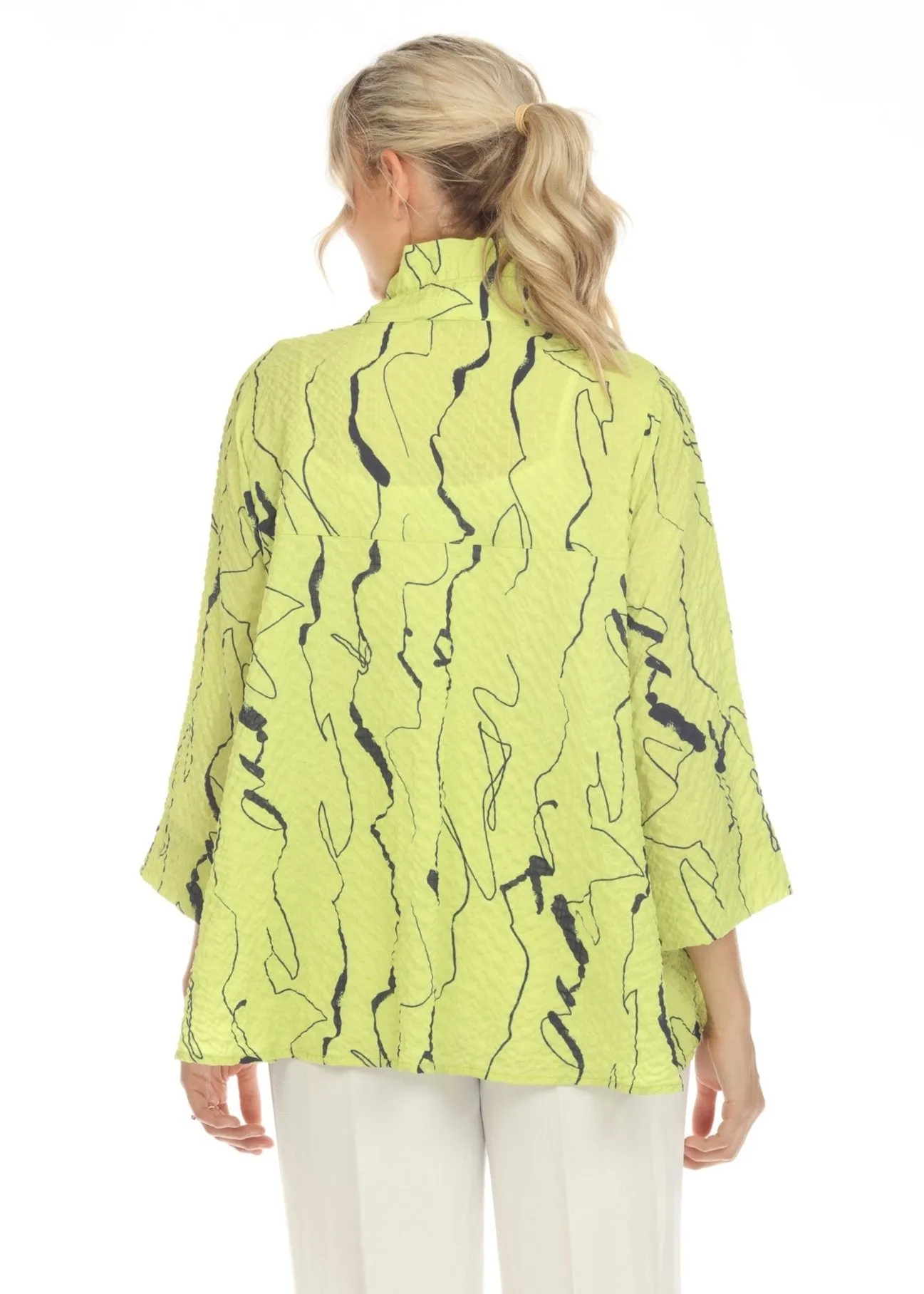 Moonlight Abstract-Print Jacket in Lime - 3662