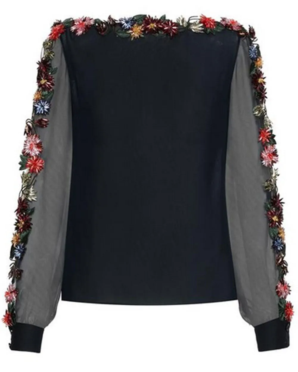 Navy Embellished Bateau Neck Blouse