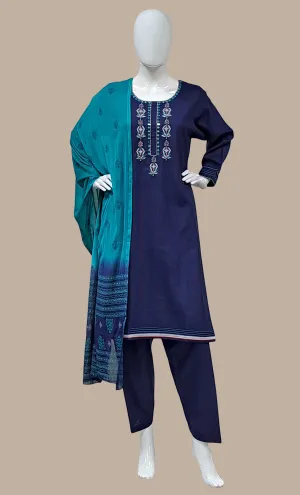 Navy Embroidered Salwar