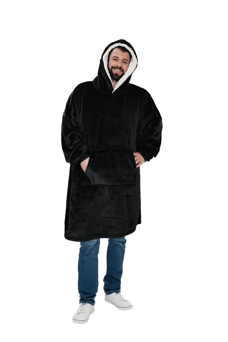 Oversized Men's Hooded Blanket Sweatshirt with Sherpa Lining Plush Wearable Hoodie for Lounging Camping One Size Fits All by Daisy Dreamer