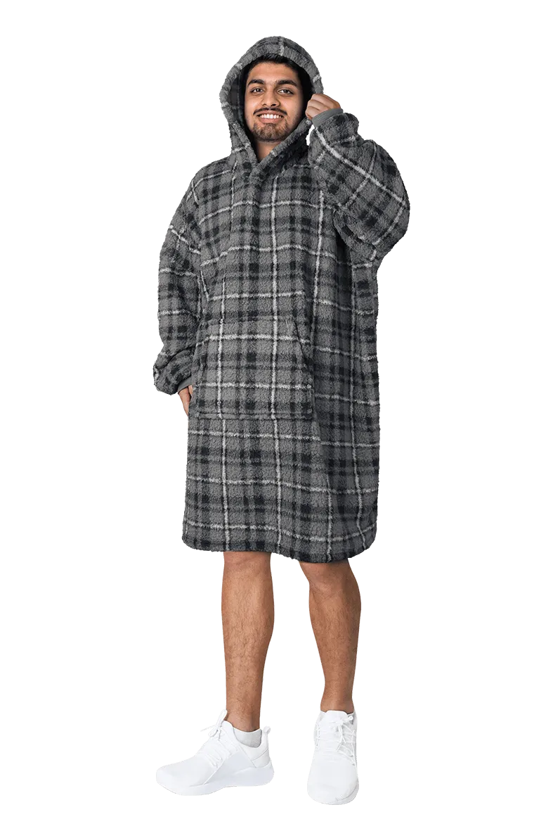 Oversized Men's Hooded Blanket Sweatshirt with Sherpa Lining Plush Wearable Hoodie for Lounging Camping One Size Fits All by Daisy Dreamer