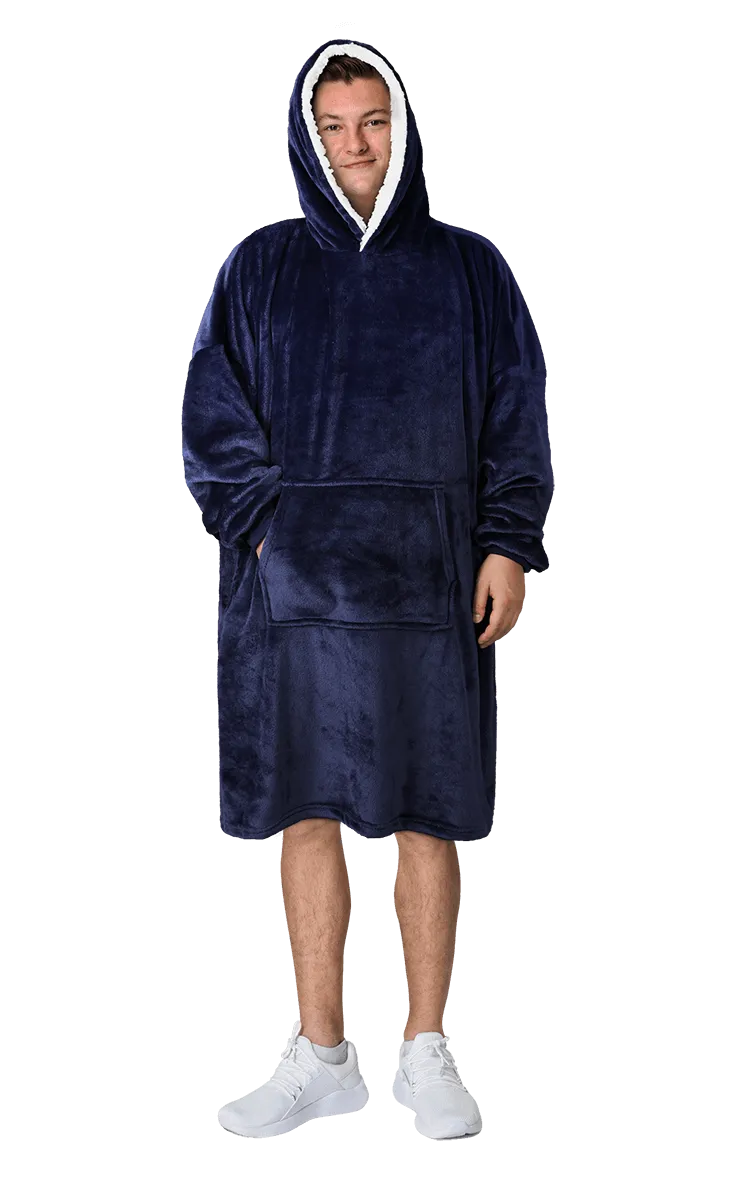 Oversized Men's Hooded Blanket Sweatshirt with Sherpa Lining Plush Wearable Hoodie for Lounging Camping One Size Fits All by Daisy Dreamer