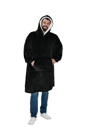 Oversized Men's Hooded Blanket Sweatshirt with Sherpa Lining Plush Wearable Hoodie for Lounging Camping One Size Fits All by Daisy Dreamer