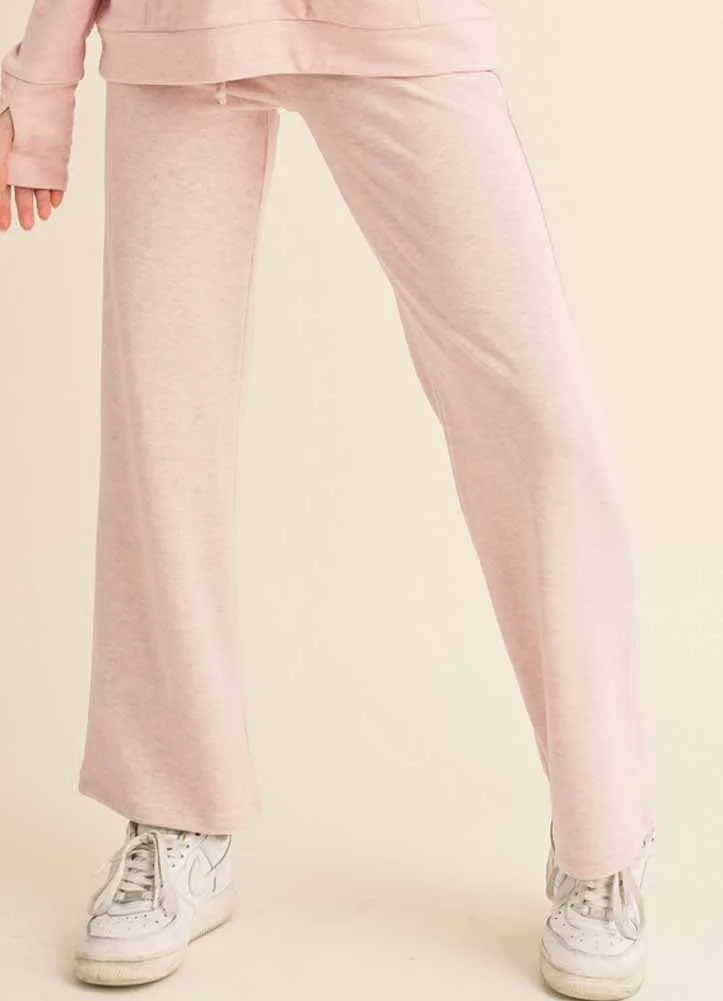 Peach ultra soft wide leg knit pants