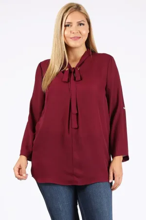 Plus Size Tie V-Neck Top