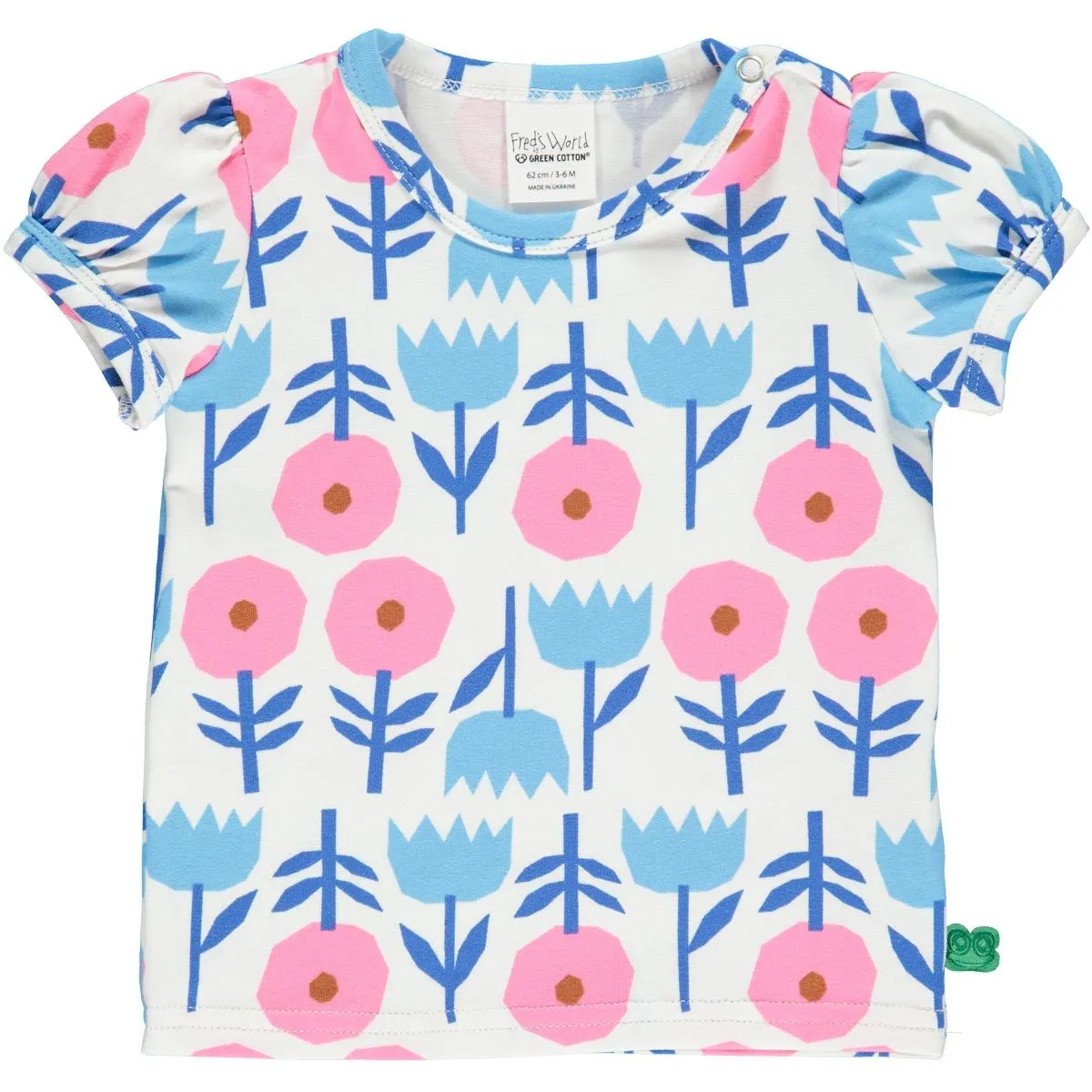 Puff sleeve top- poppy: Size 18-24M