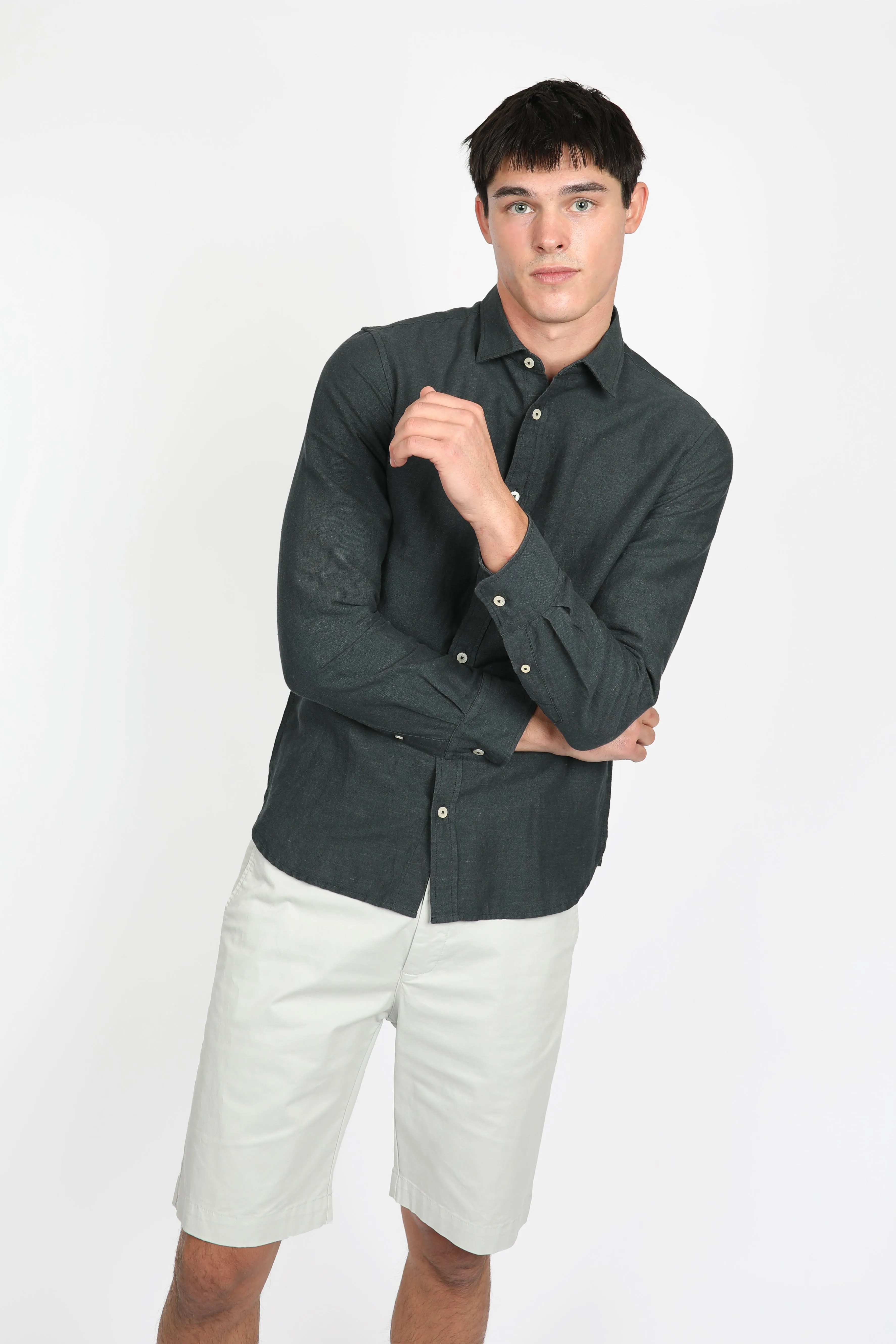 Relaxed Fit Licorice Linen Shirt