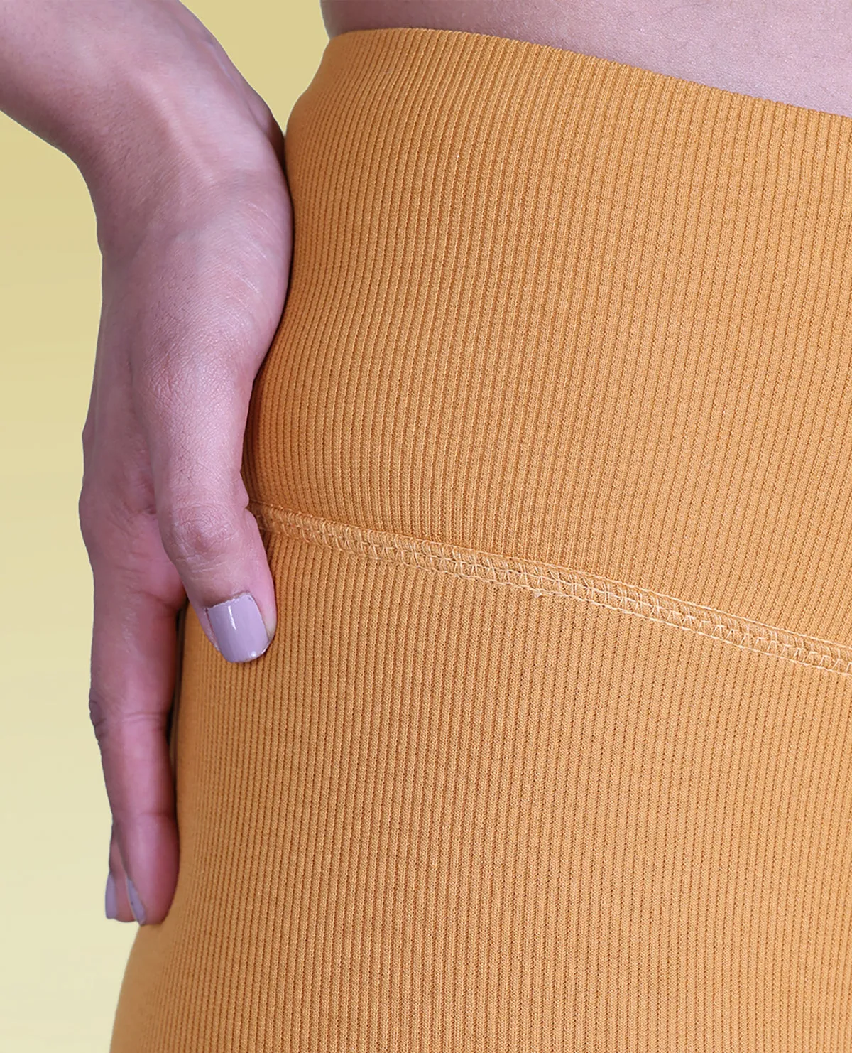 Ribbed High Waisted Leggings Yellow