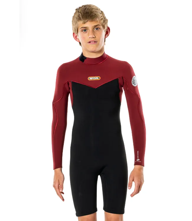 Ripcurl Dawn Patrol Boys Long Sleeve Springsuit (2022) - Maroon