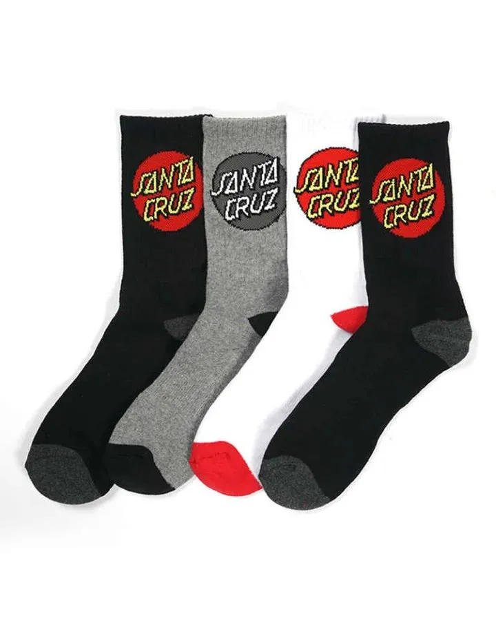 Santa Cruz Classic Dot 4 Pack Crew Socks