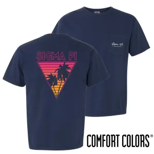 Sigma Pi Comfort Colors Navy Short Sleeve Miami Pocket Tee