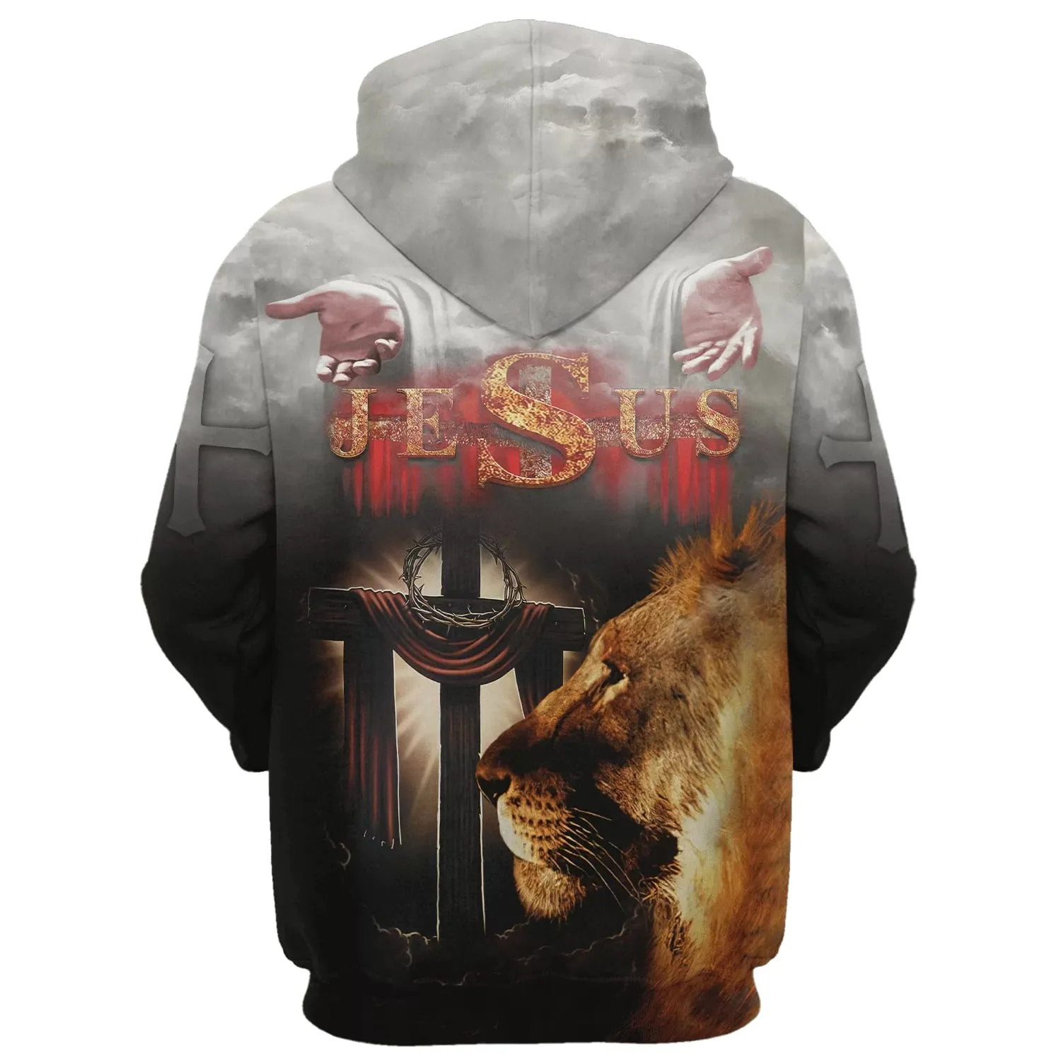 Take My Hand - Jesus The Cross Lion Of Judah Hoodie - Men & Women Christian Hoodie - 3D Printed Hoodie