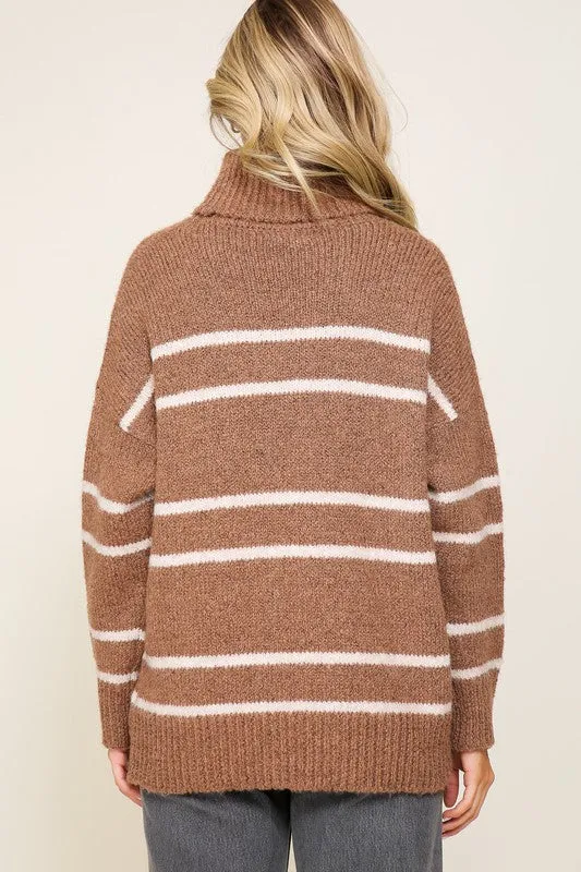 Tinley Turtle Neck Pinstripe Sweater // Brown or Black