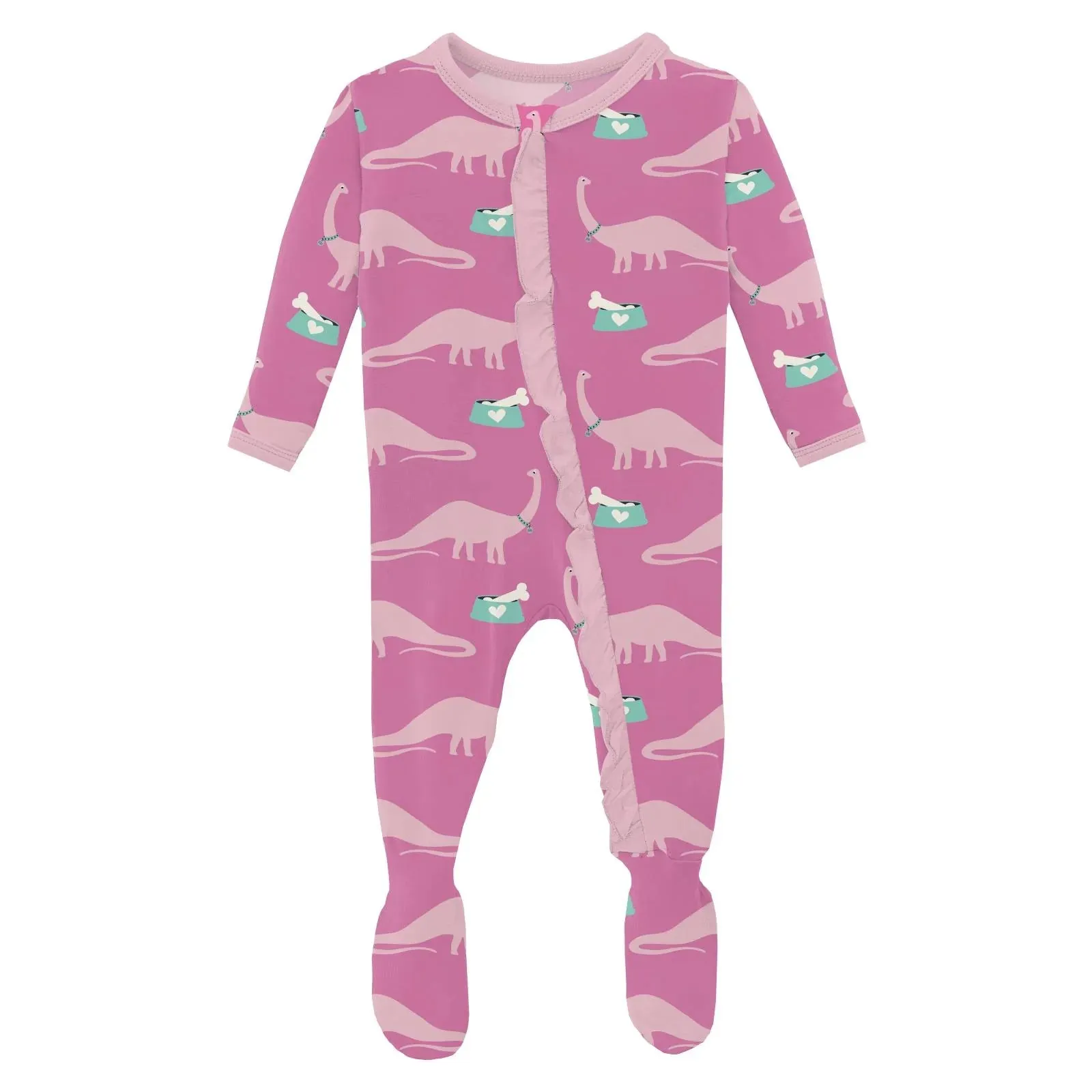 Tulip Pet Dino Classic Ruffle Footie Zipper