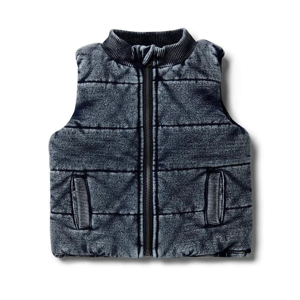 Twilight Blue Denim Look Quilted Vest