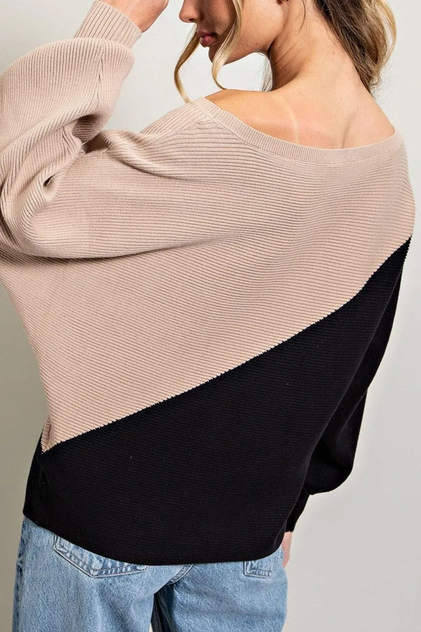 Two Tone Sweater Top