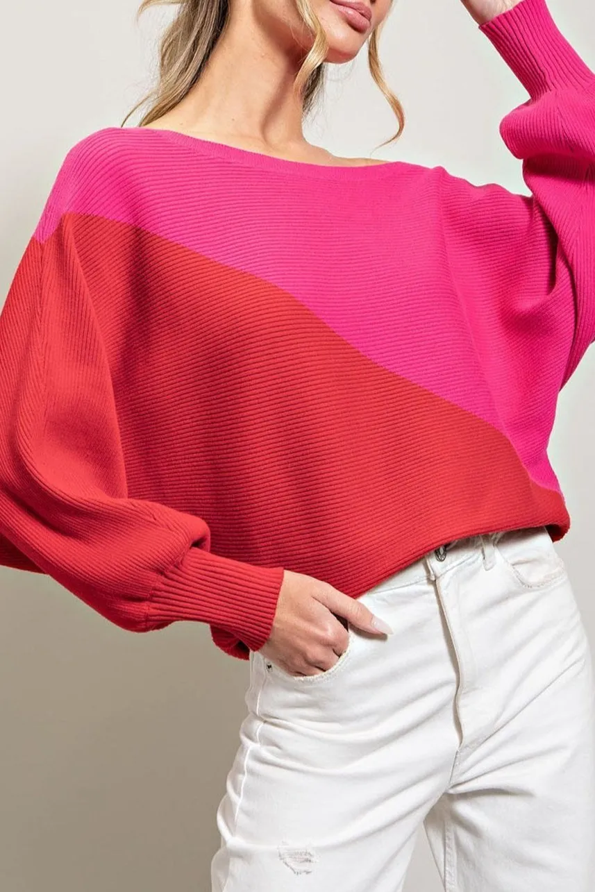 Two Tone Sweater Top