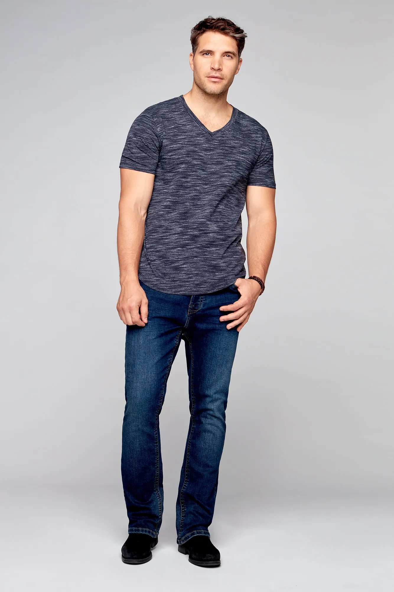 V-Neck T-Shirt - Navy Space Dye