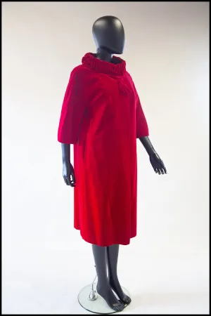 Vintage 1950s Red Velvet Evening Coat