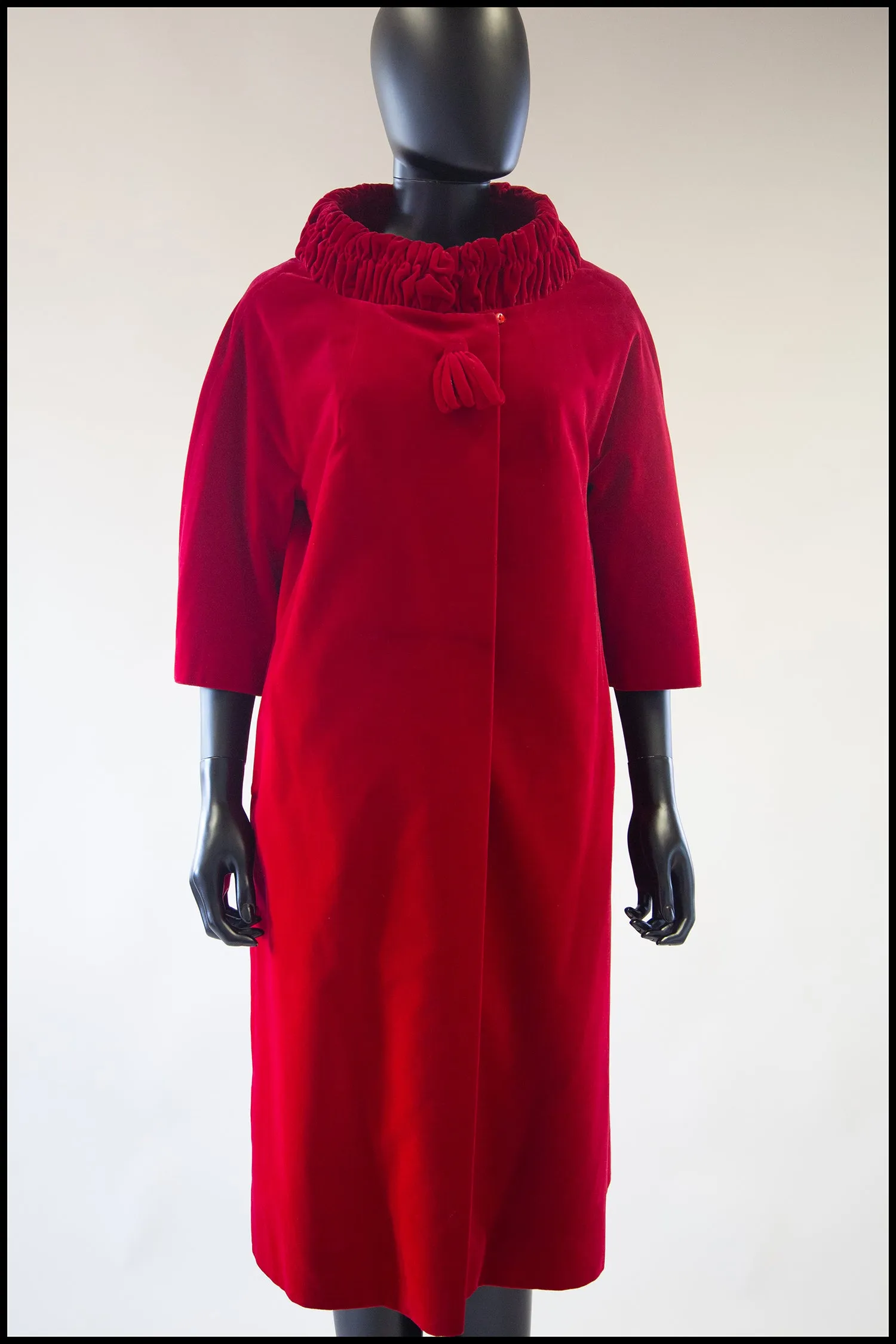 Vintage 1950s Red Velvet Evening Coat