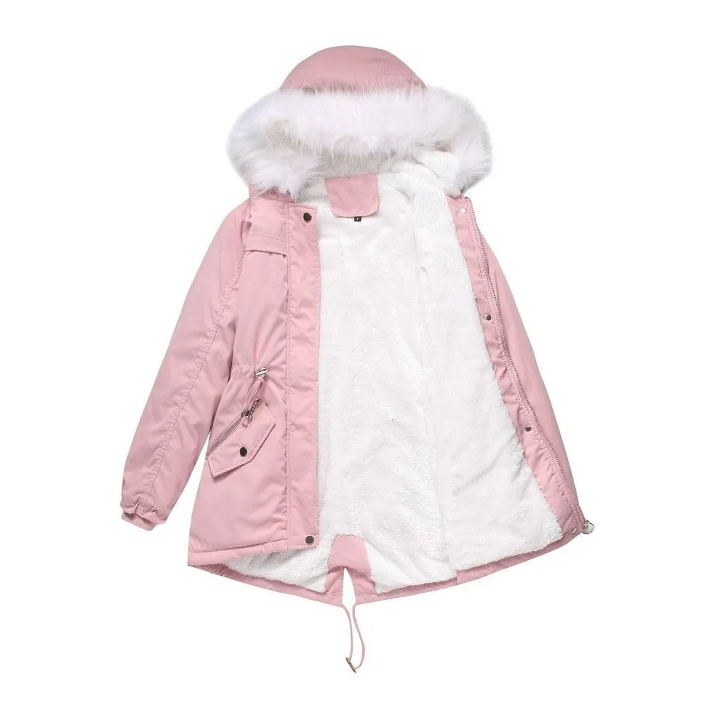 Women's Cotton Padded Winter Jacket With Fur Collar