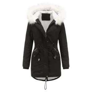 Women's Cotton Padded Winter Jacket With Fur Collar