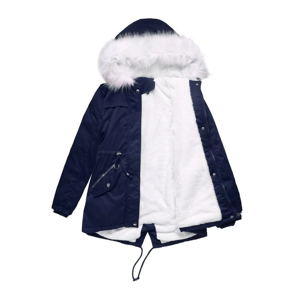 Women's Cotton Padded Winter Jacket With Fur Collar