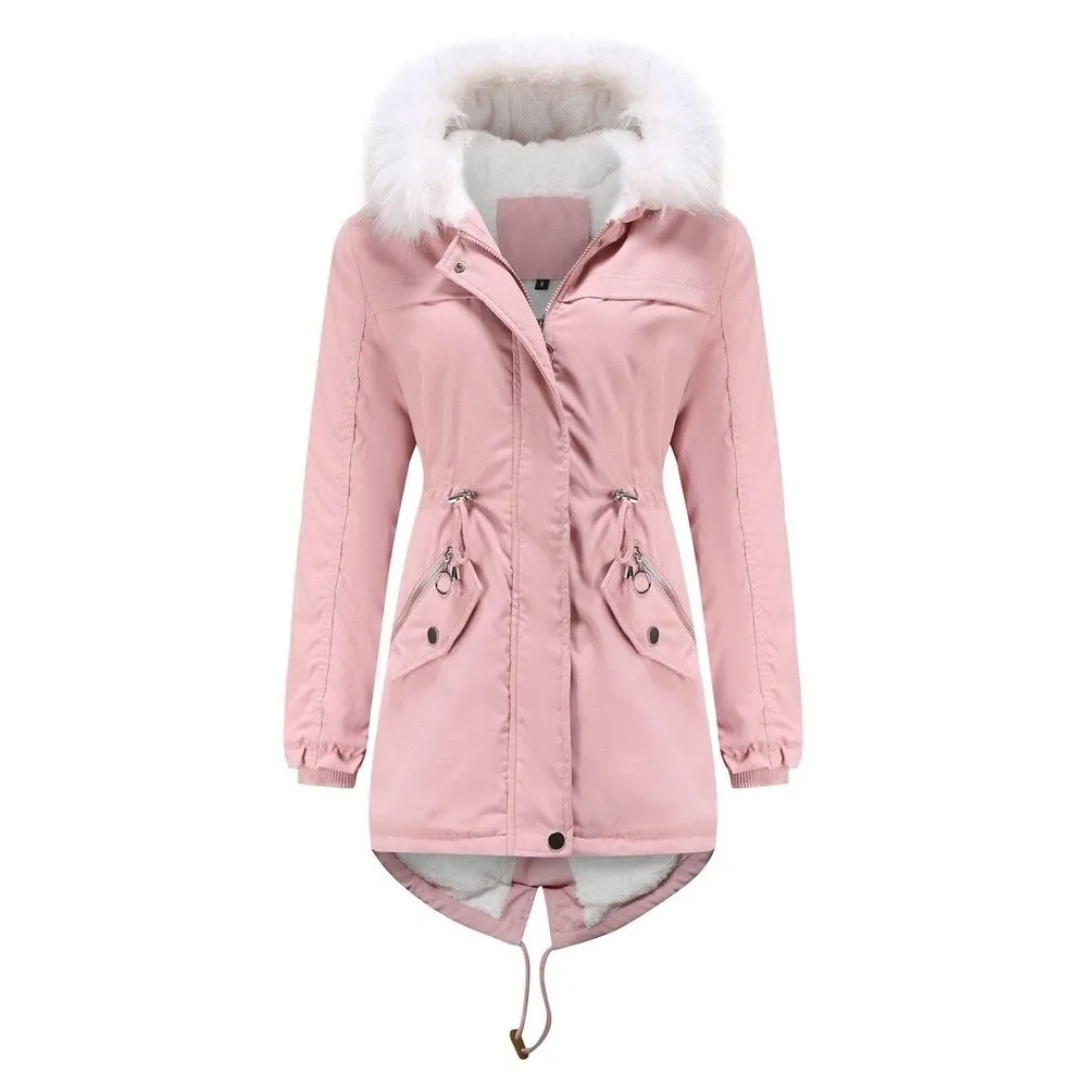 Women's Cotton Padded Winter Jacket With Fur Collar