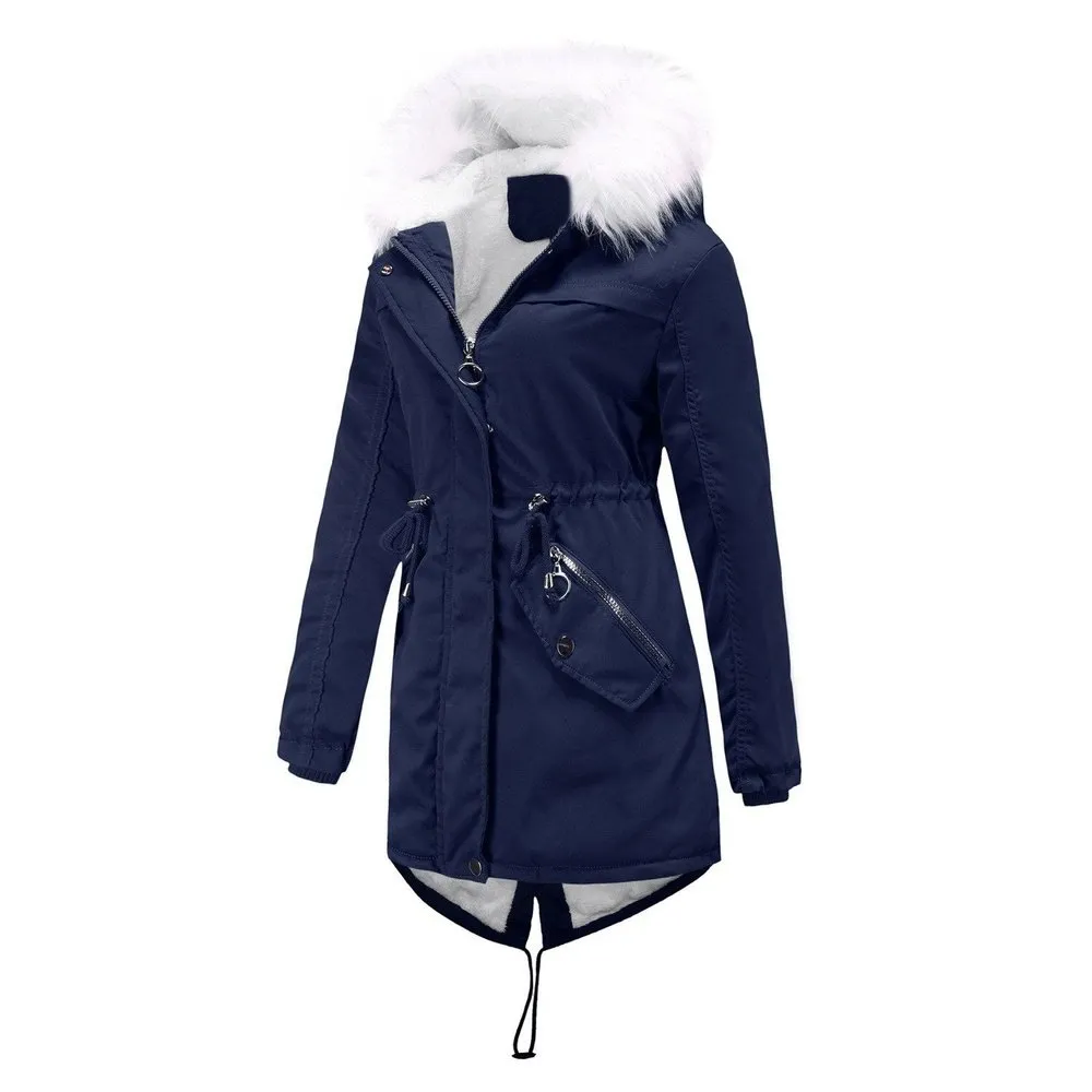 Women's Cotton Padded Winter Jacket With Fur Collar