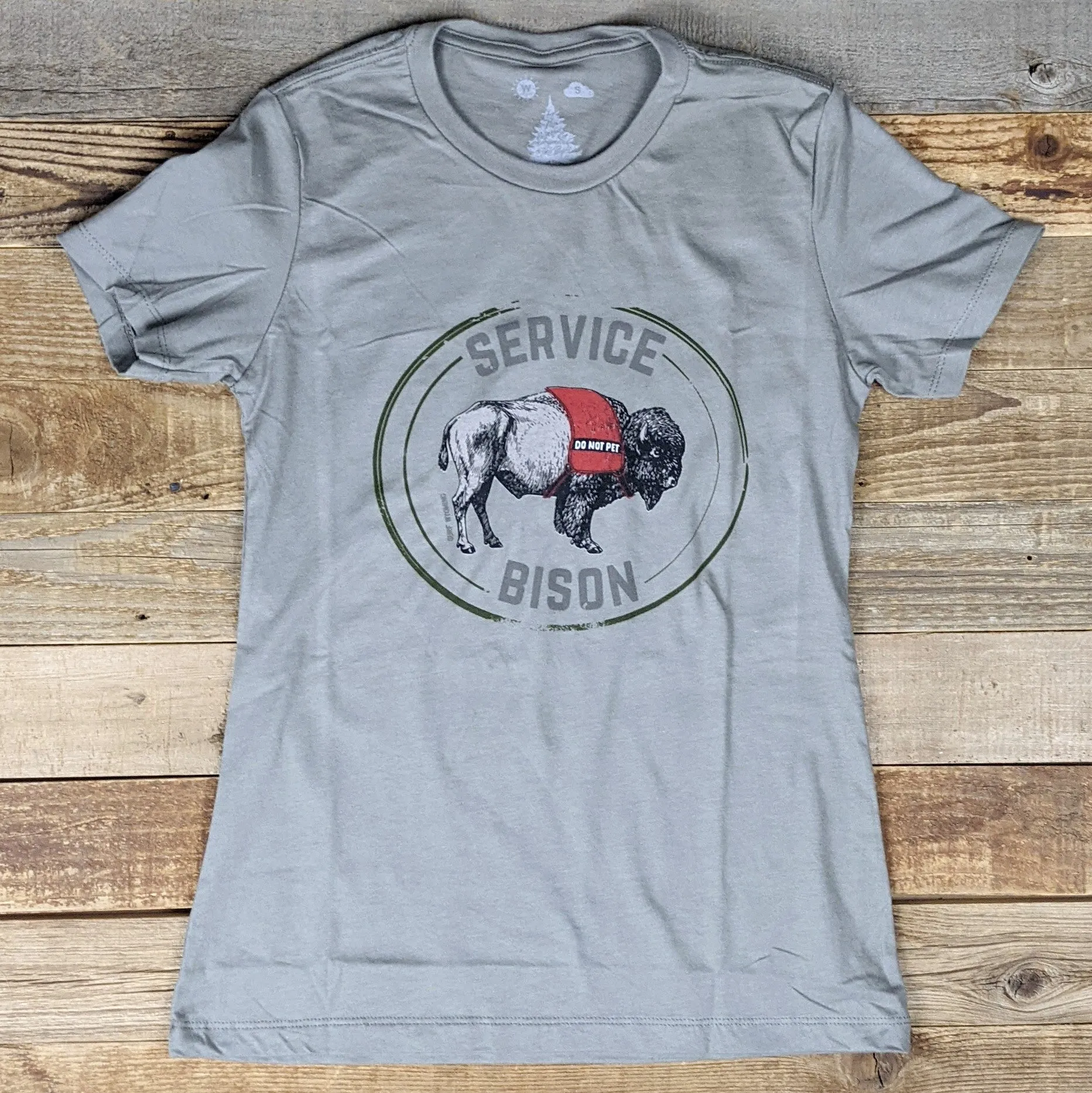 Women's Surf Wyoming® Service Bison Tee - Warm Grey *Limited Edition