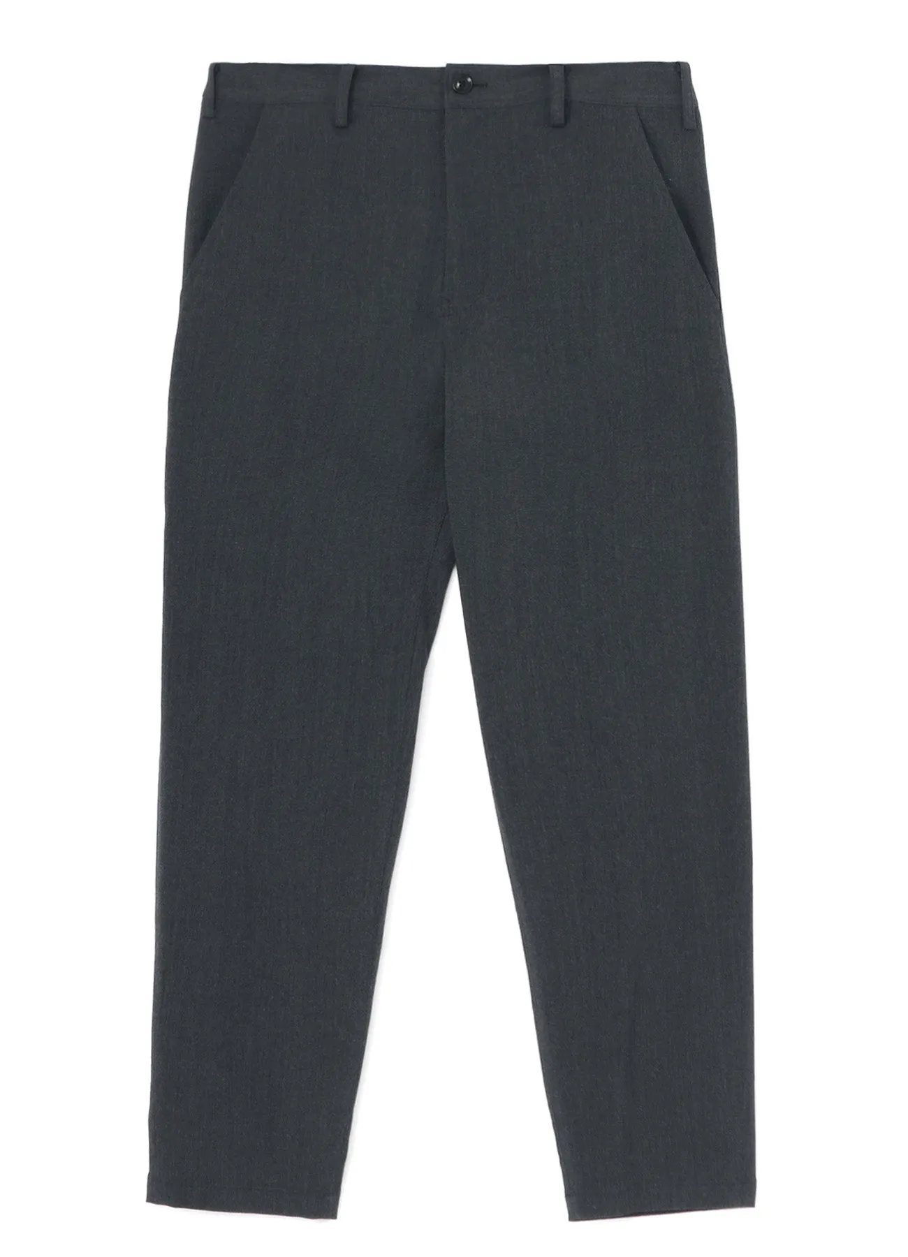 WRINKLED WOOL/RAYON TWILL SLIM FIT PANTS